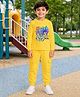 Palgrave Cotton Knit Full Sleeves Controllers Printed Tee & Joggers Set - Yellow