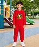 Palgrave Cotton Knit Full Sleeves Fruit Juice Printed Tee & Joggers Set - Red