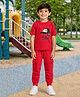 Palgrave Cotton Knit Half Sleeves Headphones Printed Tee & Joggers Set - Red