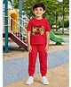Palgrave Cotton Knit Half Sleeves You Have My Heart Text Printed Tee & Joggers Set - Red