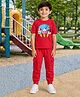 Palgrave Cotton Knit Half Sleeves Ice Cream Printed Tee & Joggers Set - Red