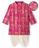 EARTHY TOUCH Woven Full Sleeves Dhoti Kurta Set With Floral Print in Pink