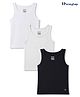 Honeyhap Premium Cotton Elastane Knit Solid Vests Pack of 3 - Bright White Black Beauty & White Melange