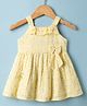 Blabber Sleeveless Floral Printed & Bow Applique Detailed Knee Length Dress - Yellow