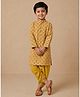 The Mom Store Cotton Woven Full Sleeves Floral Block Printed Dhoti Kurta Set - Yellow