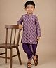 The Mom Store Cotton Woven Full Sleeves Floral Block Printed Dhoti Kurta Set - Purple