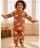 Tittertots Organic Cotton Knit Full Sleeves Llama Printed Coordinating Kurta Style Tee & Pants Set - Orange