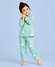 Tittertots Organic Cotton Knit Full Sleeves Puppy Printed Coordinating Kurta Style Tee & Pants Set - Blue