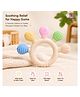 Puchku Baby Teething Toy Silicone Teether Ring with 6 Different Textures BPA-Free Food-Grade Soft Sensory Chewing Toy Infants Toddlers Relief Soothing Gums - Off White