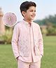 EARTHY TOUCH Viscose Woven Sleeveless Embroidered Sherwani Set - Pink