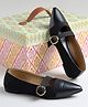 Shoetopia Solid Buckle Closure Mary Jane Ballerinas - Black