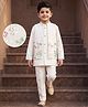 EARTHY TOUCH Woven Full Sleeves Sherwani Set with Full Sleeves and Floral Sequins in Offwhite