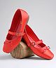 Shoetopia Bow Applique Detailed Buckle Closure Mary Jane Ballerinas - Red