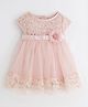 One Friday Woven Cap Sleeves Floral Applique Detailed Dress - Peach