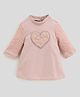 One Friday Woven Full Sleeves Heart Applique Detailed Dress - Pink