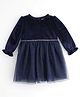One Friday Woven Full Sleeves Sequins Embellished & Glitter Detailed Dress - Navy Blue