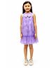 One Friday Cotton Woven Sleeveless Floral Embroidered & Bow Applique Detailed Dress - Purple