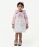 One Friday Woven Full Sleeves Meow Text Embroidered & Bow Applique Detailed Dress - Pink