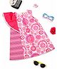 One Friday Cotton Woven Sleeveless Striped & Circles Printed Dress - Pink