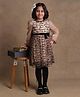 One Friday Woven Full Sleeves Typography Printed Bow Applique Detailed Dress - Beige