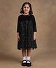 One Friday Woven Full Sleeves Sequin Embellished Dress - Black