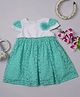 One Friday Cotton Woven Half Sleeves Floral Applique Detailed Dress - Mint