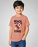 Wear Your Opinion Cotton Knit Half Sleeves Spaceship Printed Tee - Peach