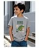 Wear Your Opinion Cotton Knit Half Sleeves Dinosaur Printed Tee - Grey
