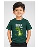 Wear Your Opinion Cotton Knit Half Sleeves Tyrannosaurus Rex Printed Tee - Bottle Green
