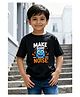 Wear Your Opinion Cotton Knit Half Sleeves Make Some Noise Text Printed Tee - Black