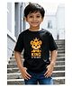 Wear Your Opinion Cotton Knit Half Sleeves Lion Cub Printed Tee - Black