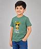 Wear Your Opinion Cotton Knit Half Sleeves Giraffe Printed Tee - Mint