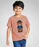 Wear Your Opinion Cotton Knit Half Sleeves Police Teddy Printed Tee - Peach