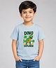 Wear Your Opinion Cotton Knit Half Sleeves T Rex Printed Tee - Sky Blue