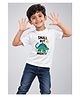 Wear Your Opinion Cotton Knit Half Sleeves Dinosaur Printed Tee - White