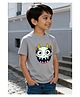 Wear Your Opinion Cotton Knit Half Sleeves Monster Face Printed Tee - Grey