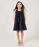 One Friday Woven Sleeveless Bow Applique Detailed Dress - Navy Blue