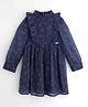 One Friday Woven Full Sleeves Frill Detailed & Stars Printed Dress - Multi Colour