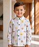 Rikidoos Cotton Woven Shirt with Full Sleeves and Palm Tree Print in White