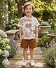 FOSTRIC Cotton Blend Woven Half Sleeves Abstract & Cool Text Printed Shirt & Shorts Set - Terracotta