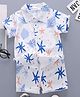 FOSTRIC Cotton Blend Woven Half Sleeves Starfish Printed Coordinating Shirt & Shorts Set - White