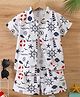FOSTRIC Cotton Blend Woven Half Sleeves Nautical Theme Printed Coordinating Shirt & Shorts Set - White