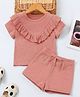 Fostric Short Set with Half Sleeves in Peach for 5-6 Years