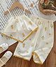 FOSTRIC Cotton Blend Woven Sleeveless Floral Printed Coordinating Top & Pants - White