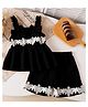 FOSTRIC Cotton Blend Woven Sleeveless Floral Lace Embellished Coordinating Top & Shorts Set - Black