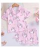FOSTRIC Cotton Blend Woven Half Sleeves Unicorn Printed Coordinating Shirt & Shorts Night Suit - Pastel Pink