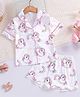 FOSTRIC Cotton Blend Woven Half Sleeves Unicorn Printed Coordinating Shirt & Shorts Night Suit - White