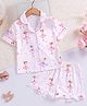 FOSTRIC Cotton Blend Woven Half Sleeves Ballerina Dancers Printed Coordinating Shirt & Shorts Night Suit - Baby Pink