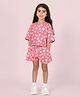 FOSTRIC Cotton Blend Woven Half Sleeves Floral Printed Coordinating Tee & Shorts Set - Orange