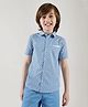 One Friday Cotton Woven Half Sleeves Geometric Printed Shirt - Blue